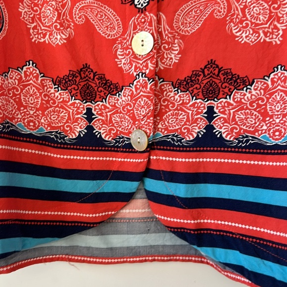 Anthropologie's Fig & Flower Paisley Border Print Tank w Abalone Buttons in Back - Picture 7 of 10